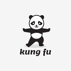 Vector Logo Illustration Panda Simple Mascot Style.