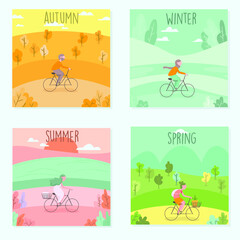 colorful seasonal card hand drawn collection