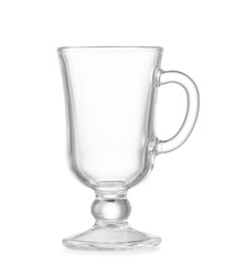 Empty glass cup on white background