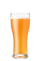 Glass with beer on white background