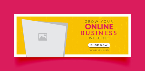 Online Business facebook cover page timeline web ad banner template with photo place modern layout 