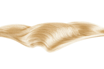 Blond hair in line shape on white background, isolated