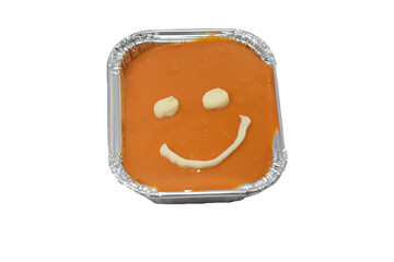 Orange cheesecake isolated on white background