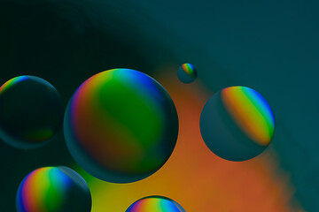 colorful oil bubbles in water