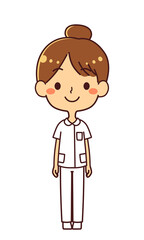 看護師　若い女性　笑顔　全身