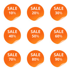Set of sale labels template. Vector illustration of discount tags with discount per cent.