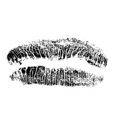 Lips track print. Stamp of mouth isolated on white background. Vector illustration.