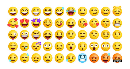 Collection of cute emoticons reaction for social media