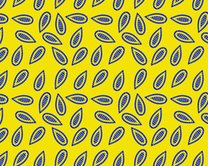 Blue and yellow leaves pattern with yellow background