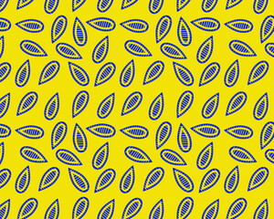 Blue and yellow leaves pattern with yellow background