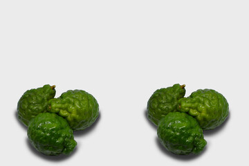 Bergamots on white background.