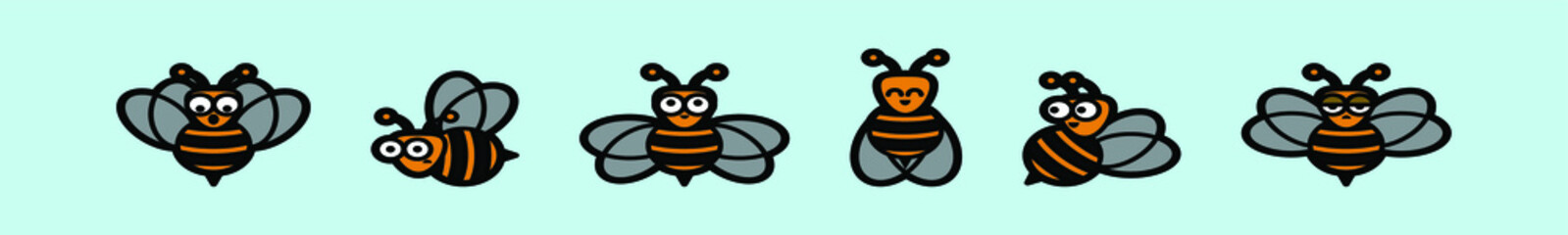 cartoon set of hornet. vector illustration