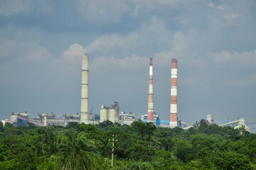Thermal Power station. Long distance view of thermal power station.
