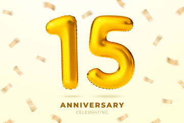Vector anniversary golden ballons number 15