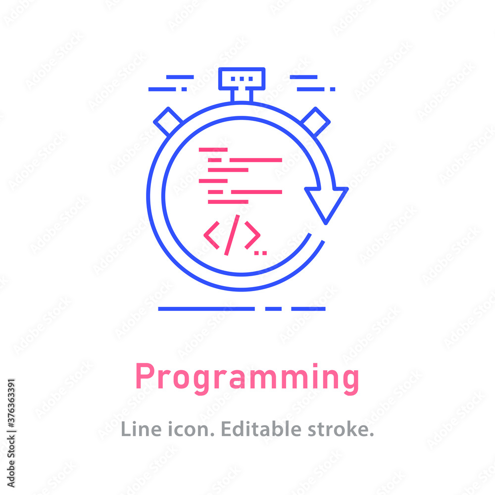 Wall mural programming line icon on white background. editable stroke.