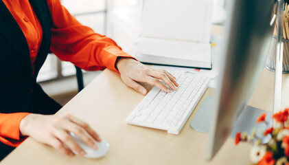 Business woman using modern technology and work in office