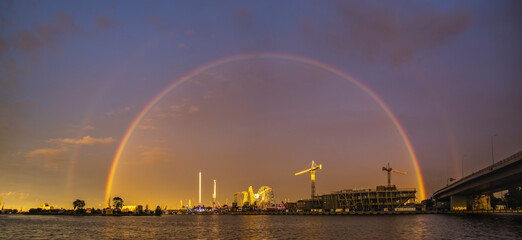 Double rainbow in the evening sky
