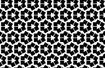 Abstract geometric seamless pattern. Geometrical black and white ornament. Vector monochrome illustration. Endless texture.