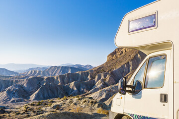 Camper rv in mountain nature, Spain