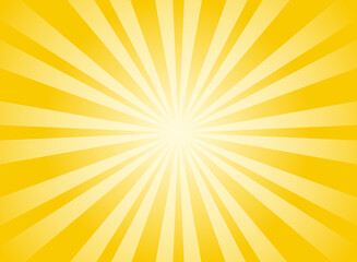 Sunlight rays horizontal background. Bright orange color burst background.