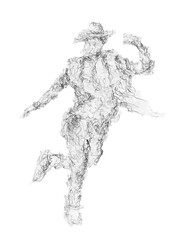 Fototapeta na wymiar A man in motion, dancing figure, hand drawing