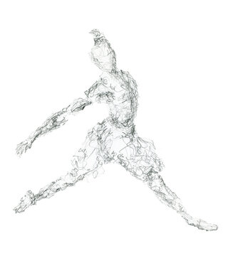 silhouette of a person dancing ballet pas. pencil sketch 