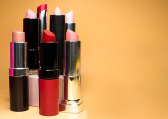 Fashion Colorful Lipsticks. Professional Makeup and Beauty. Beautiful Make-up