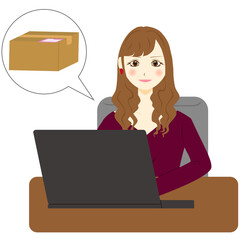 パソコン　女性　買い物　荷物