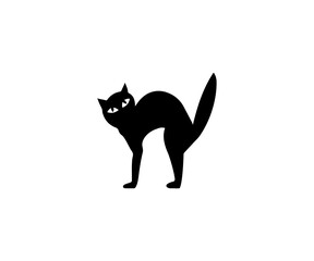 Naklejka premium Black cat, halloween icon. Vector illustration, flat design.