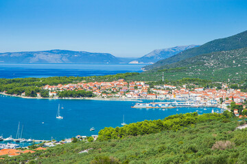 Panoramic view of the town of Cres on the Island of Cres in Croatia