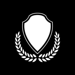 Obraz premium Simple shield logo and icon isolated on dark background