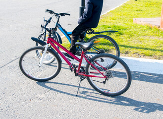 Fototapeta na wymiar Healthy lifestyle-a child rides a Bicycle