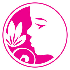 Baby face and flower logo. For a pediatrician, kindergarten, children s club.