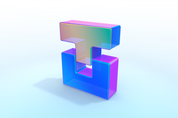 A transparent object. Geometric shapes. 3D rendering abstract.