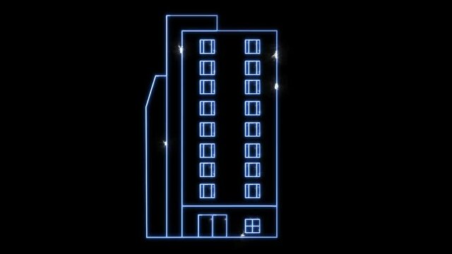 Digital architecture front and beside condominium and clean energy move around building futuristic holographic modern technology