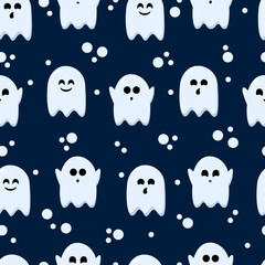 Halloween Pattern. Vector seamless pattern with ghosts.