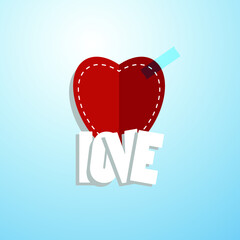 Symbol of love on sweet blue background, 