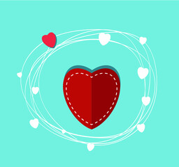 Symbol of love on sweet blue background, 