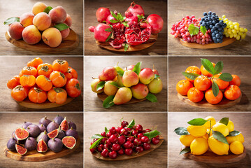food collage of fresh fruits