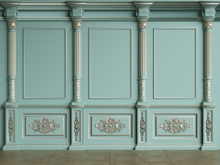 Classic interior wall with mouldings