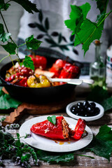 Greek stuffed peppers yemista...selective focus