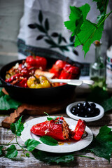 Greek stuffed peppers yemista...selective focus