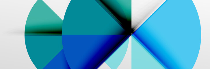 Fototapeta premium Bright color circles, abstract round shapes and triangles composition with shadow effects. Vector modern geometric design template