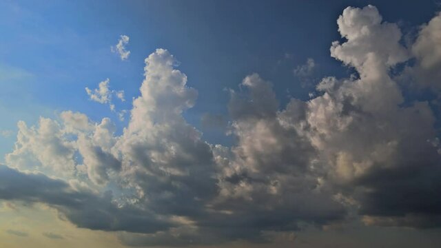 Amazing time lapse of good weather white fluffy clouds in the blue sky clearing day view of timelapse