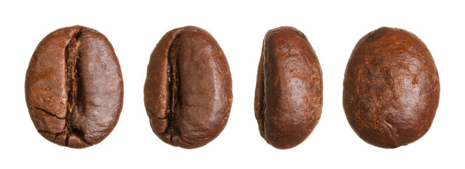 Roasted coffee beans isolated in white background