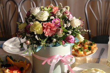 wedding bouquet in a restaurant