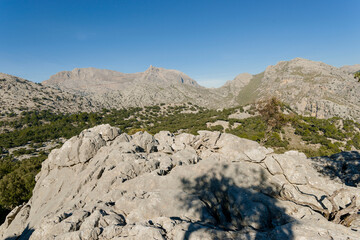 Puig Major 1436 metros desde el Puig De Sa Cova Des Carboner, 842 metros, sierra de Tramuntana, mallorca, islas baleares, españa, europa