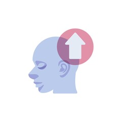 Head with arrow up flat icon, vector sign, Mind growth colorful pictogram isolated on white. Symbol, logo illustration. Flat style design