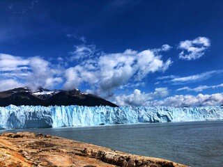 Walking next to the Perito Moreno glacier, in El Calafate, Patagonia, Argentina