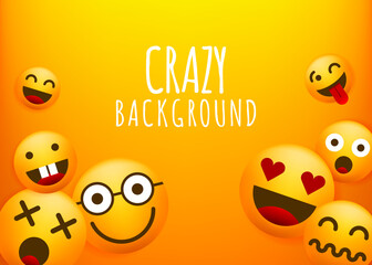 High Quality Emoticon Character Yellow Background . Isolated Vector Elements